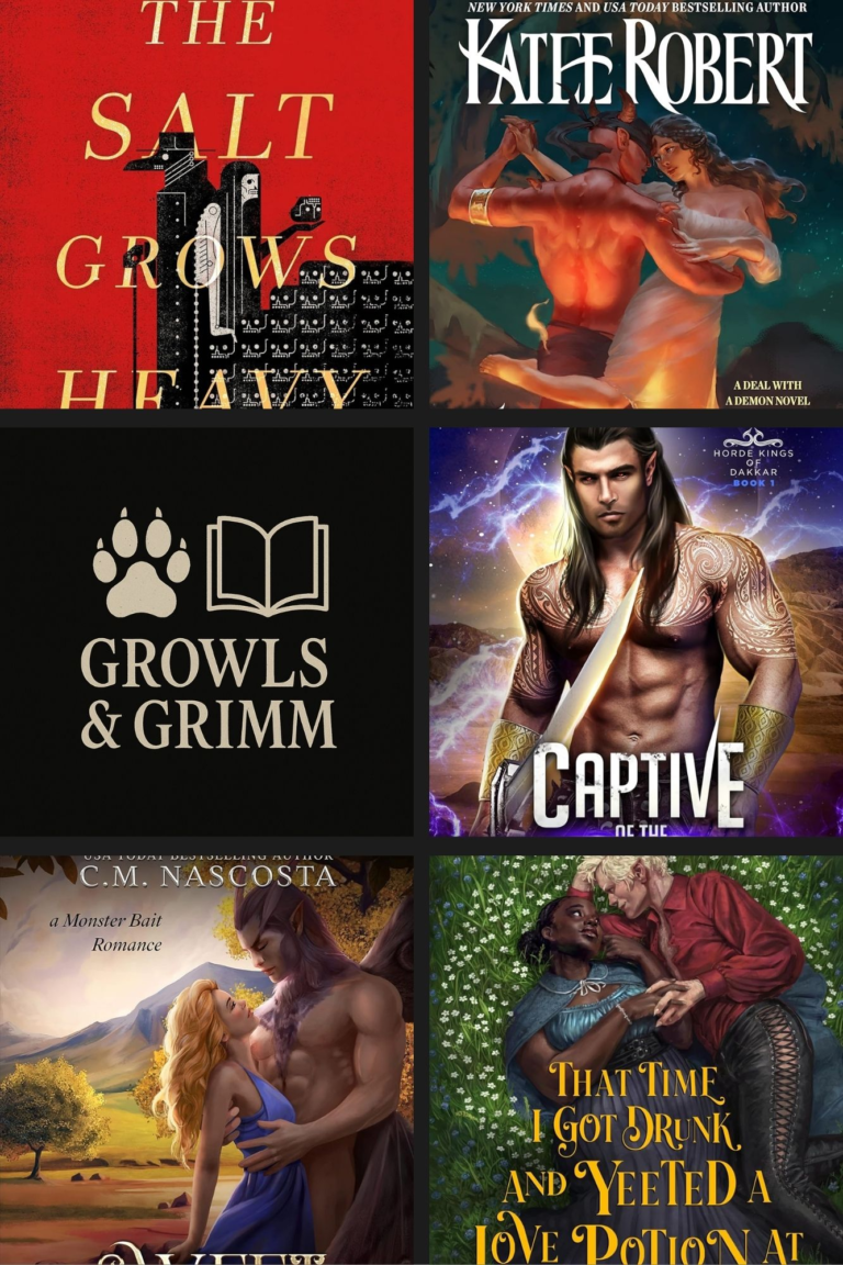 Collage of gothic covers representing Monster Romance Books – Growls & Grimm blog.