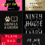 Collage of book covers representing dark academia mystery books – Growls & Grimm blog.
