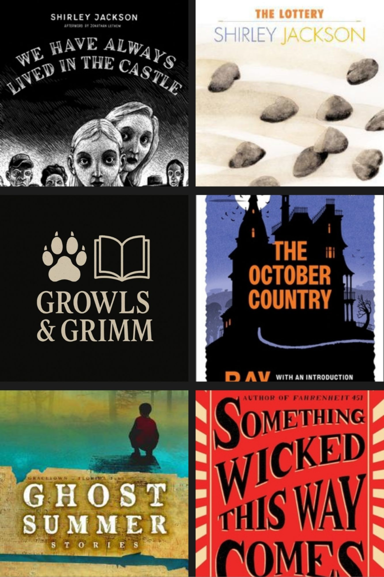 Collage of gothic book covers representing Halloween Night Reads – Growls & Grimm blog.