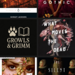 Collage of haunted house books covers – Growls & Grimm spooky season booklist.