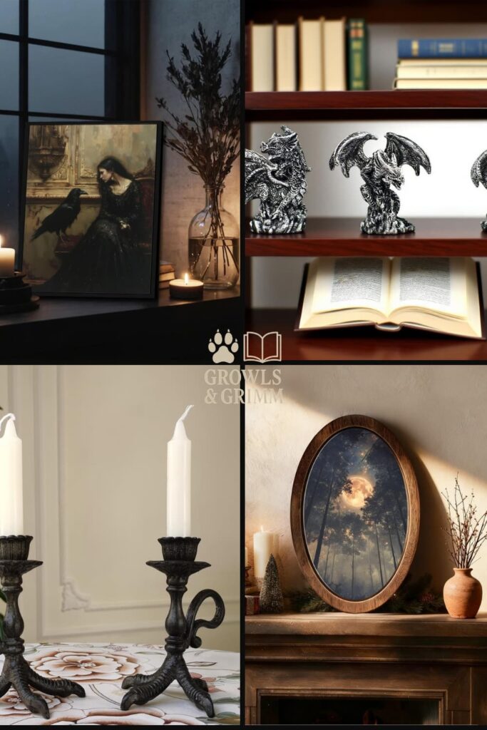 Dark Fantasy Reading Nook Ideas Grid of Products Growls and Grimm
