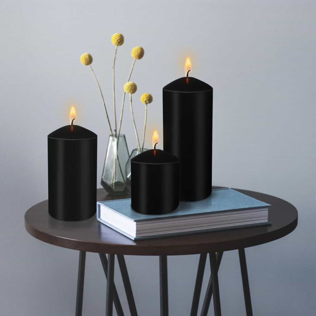 Black Pillar Candle Set (3 Sizes)