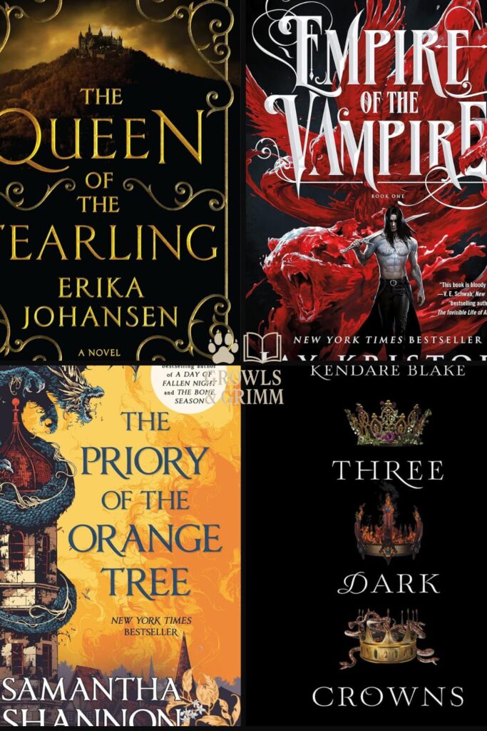 Cursed Crowns & Dark Royal Fantasy Reads Book Cover Grid Growls and Grimm
