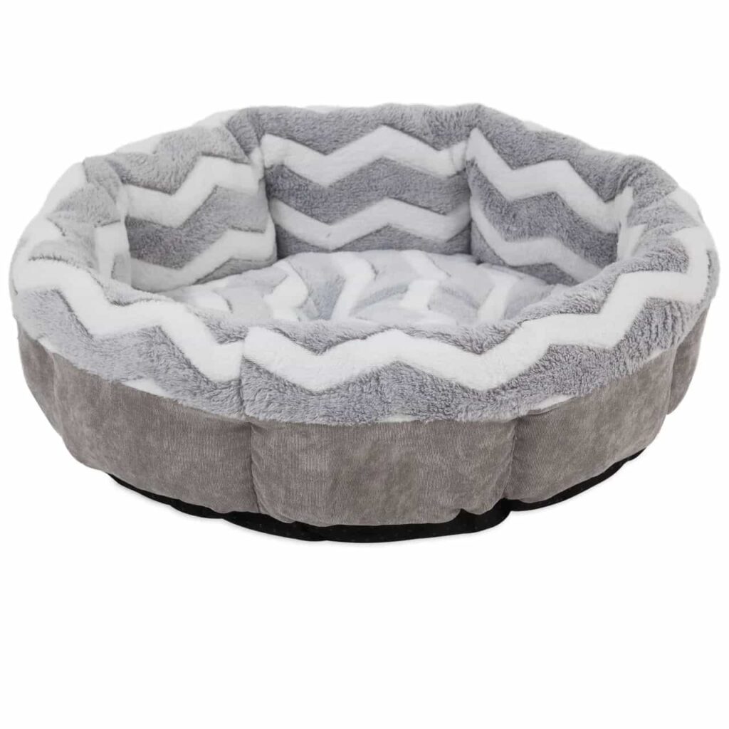 Round Shearling Bolster Dog Bed Petmate Growls and Grimm