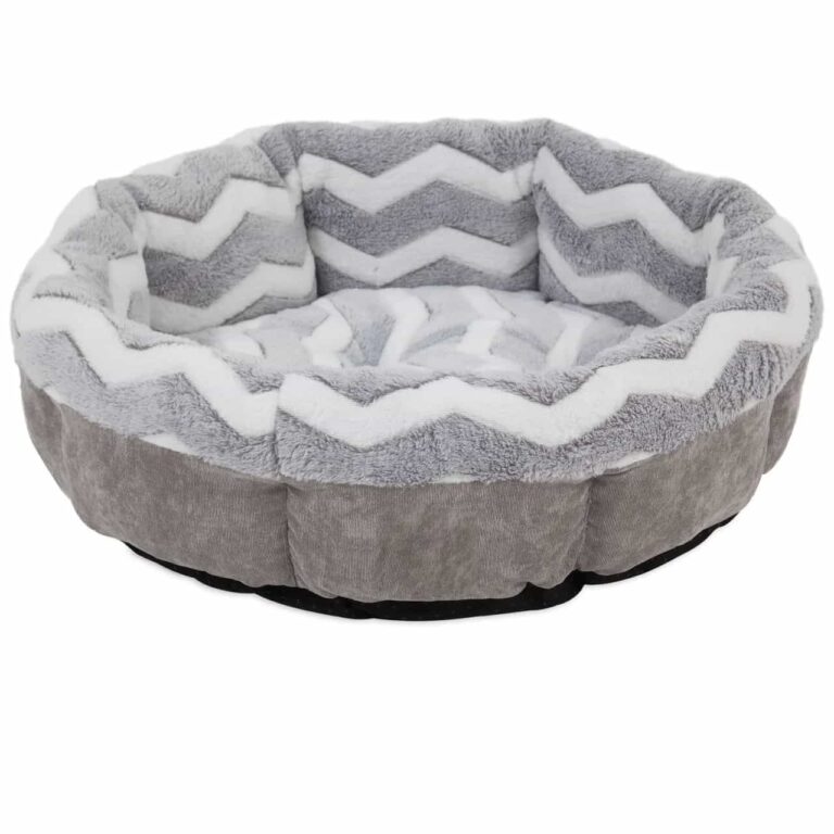 Round Shearling Bolster Dog Bed Petmate Growls and Grimm