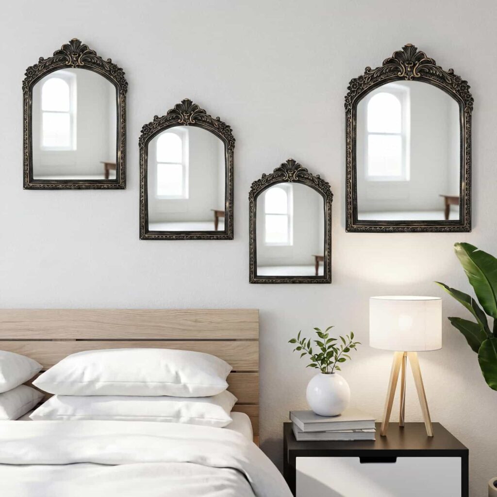 4-Piece Vintage Gold Wall Mirror Set