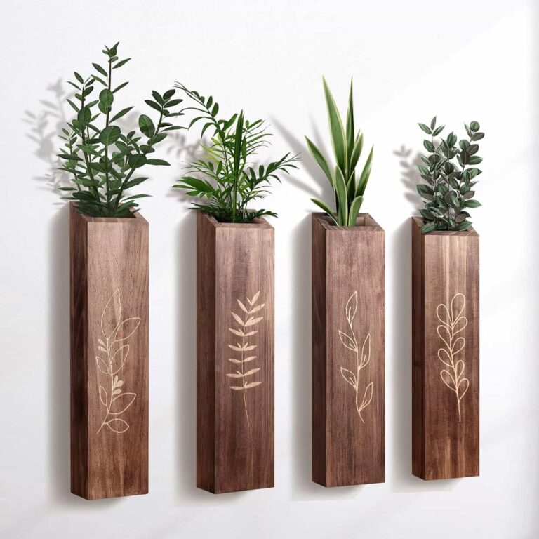Wooden Wall Vase Planter Set