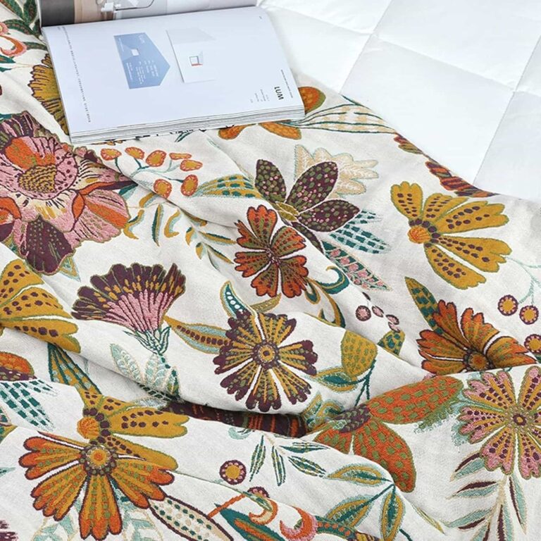 Cotton Woven Floral Throw Blanket