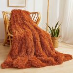 Faux Fur Throw Blanket in Burnt Orange