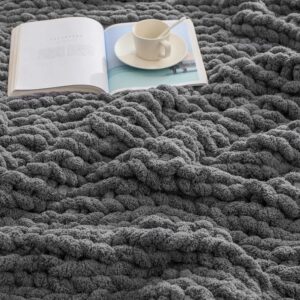 Dark Gray Chunky Knit Throw