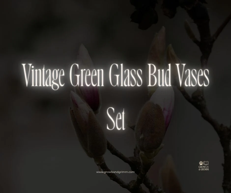Vintage Green Glass Bud Vases Set