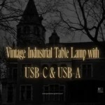 Vintage Industrial Table Lamp with USB-C & USB-A