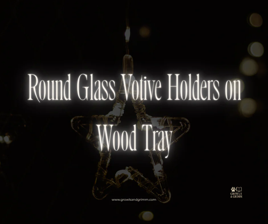 Round Glass Votive Holders on Wood Tray